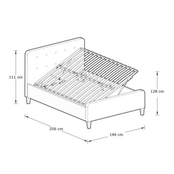 Helsinki Beige 5′ King Size Ottoman Storage Bed