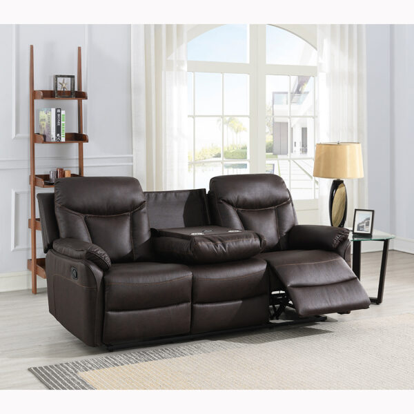 Dermont 3 Seater Sofa (with console)  Dark Brown