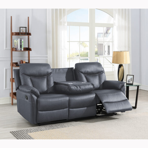Dermont 3 Seater Sofa (with console)  Grey