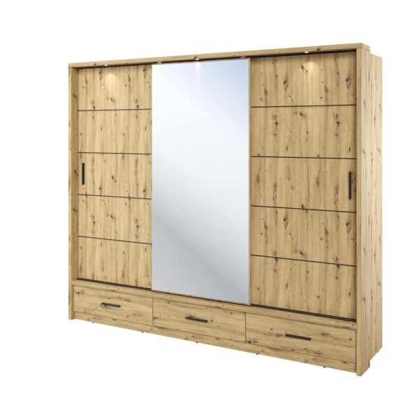 Durango 250cm Sliding Door Wardrobe | Artisan Oak | Assembly Required