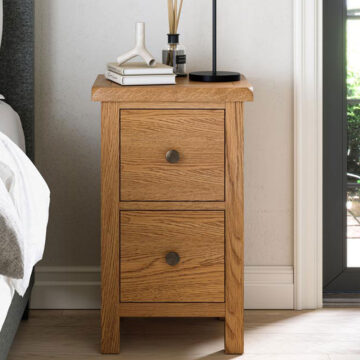 Bywell Waxed Oak Narrow Bedside Cabinet | Assembled