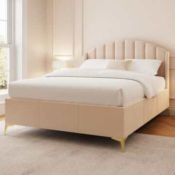 Haikou 5' King Size End Lift Ottoman Storage Bed | Oak Finish