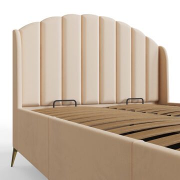 Haikou 5′ King Size End Lift Ottoman Storage Bed | Oak Finish
