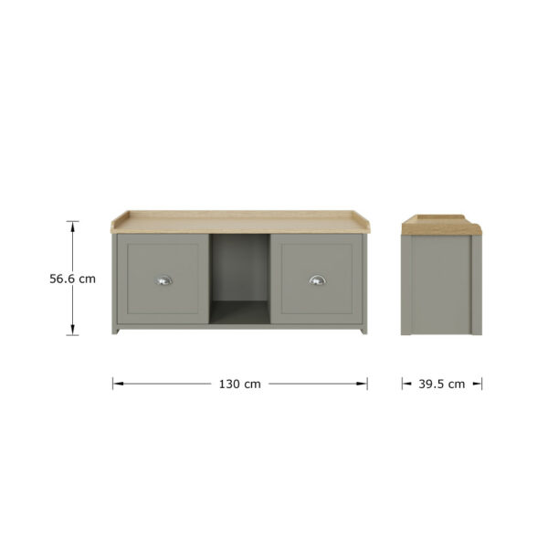 Fife Grey 2 Door Shoe Bench | Assembly Required