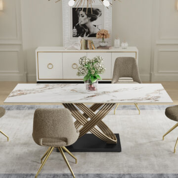 Dayton Mattia Ceramic Pierre Dawn - Fixed Dining Table | Gloss Finish