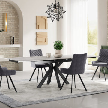 Dayton Vito Ceramic Argento Grey - Extending Dining Table | Matt Finish