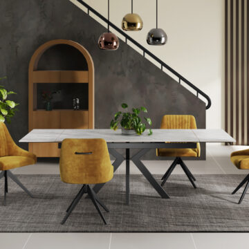 Dayton Marco Ceramic Pearla Grey - Extending Dining Table | Gloss Finish