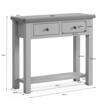 Hartside Grey 2 Drawer Console Table