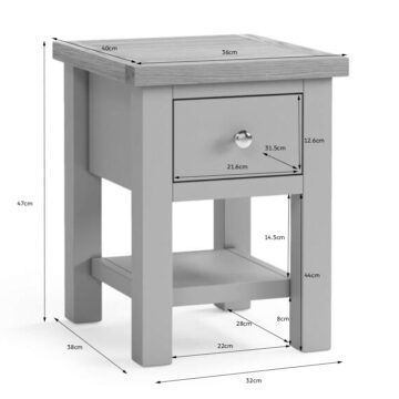Bowness White 1 Drawer Bedside Lamp Table | Assembled