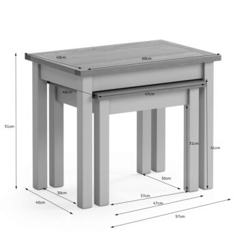 Hartside Grey Nest of 2 Tables | Oak Tops