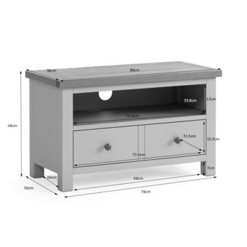 Hartside Grey Small TV Unit | Assembled