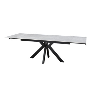 Dayton Marco Ceramic Pearla Grey 160 – 200 – 240cm Extending Dining Table | Gloss Finish