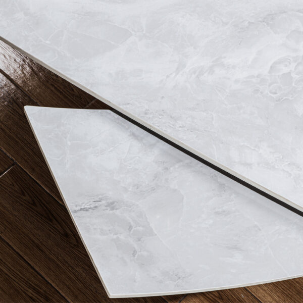 Dayton Enzo Ceramic Pearla Grey Extending Dining Table | Gloss Finish | Assembly Required