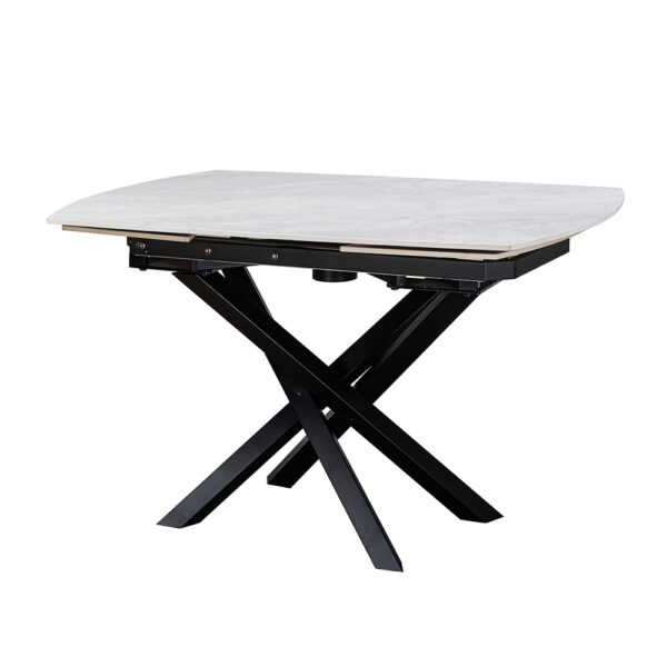 Dayton Enzo Ceramic Pearla Grey Extending Dining Table | Gloss Finish | Assembly Required