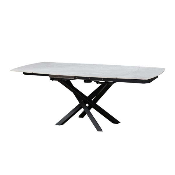 Dayton Enzo Ceramic Pearla Grey Extending Dining Table | Gloss Finish | Assembly Required