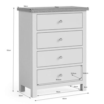 Bowness White 4 Drawer Chest | Assembled