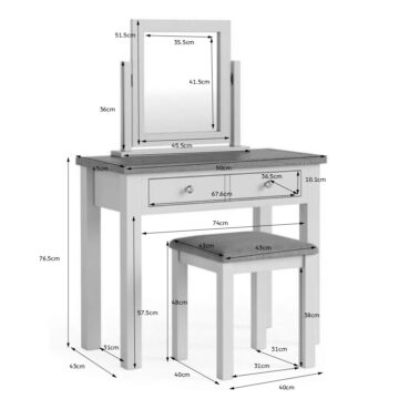 Langdale Grey 2 Drawer Dressing Table Set