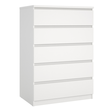 Moderno White 5 Drawer Chest