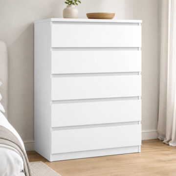 Moderno Chest of 5 Drawers in White