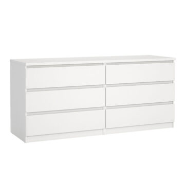 Moderno White Wide 6 Drawer Chest