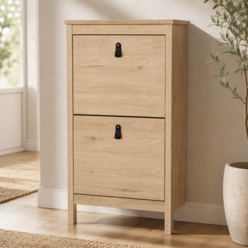 Seville Shoe Cabinet 2 Flap Doors in Jackson Hickory Oak