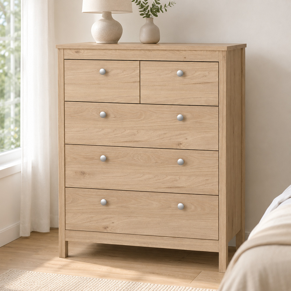 Ronda Chest 3+2 Drawers in Jackson Hickory Oak