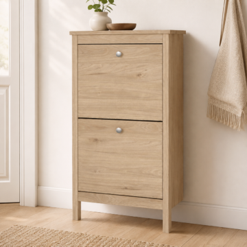 Ronda Shoe Cabinet 2 Flap Doors in Jackson Hickory Oak