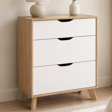 Elden Chest 3 Drawers in Jackson Hickory and White