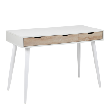 Neptun White 3 Drawer Desk | Oak Finish