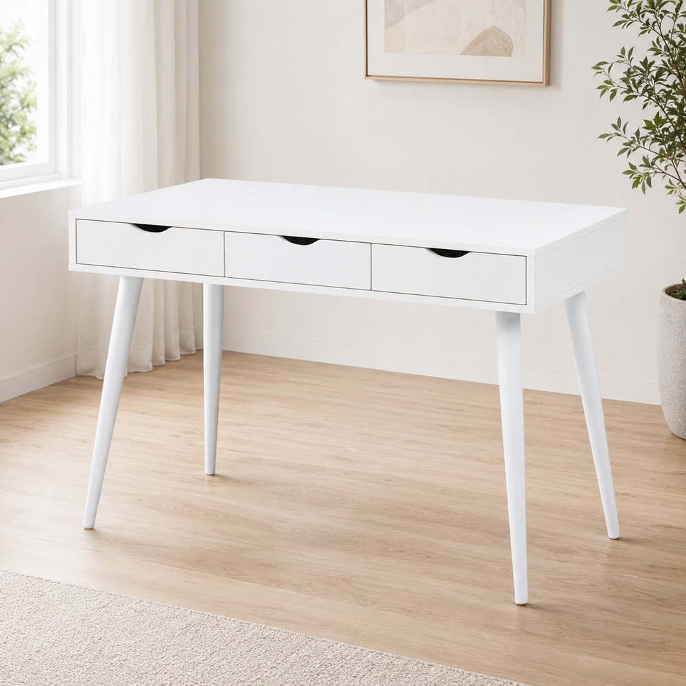 Neptun White 3 Drawer Office Desk