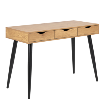 Neptun 3 Drawer Office Desk | Oak Finish | Black Legs
