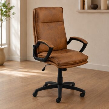 Brad Swivel Office/Desk Chair with Armrest in Brown