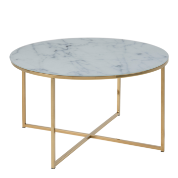 Alisma White Marble Round Coffee Table | Gold Legs