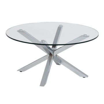 Silver Heaven Round Coffee Table with Glass Top and Chrome Legs