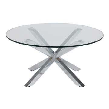 Silver Heaven Round Coffee Table with Glass Top and Chrome Legs