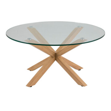 Heaven Smoked Glass Round Coffee Table | Oak Legs