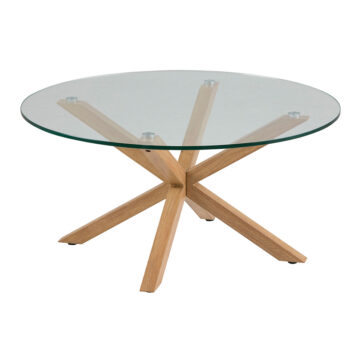 Heaven Smoked Glass Round Coffee Table | Oak Legs