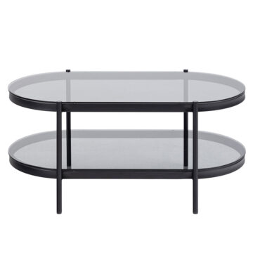 Bayonne Black Oval Coffee Table with Smoked Glass Top