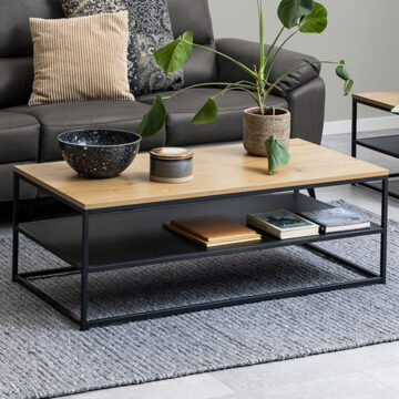 Gila Coffee Table with Open Shelf in Oak & Black