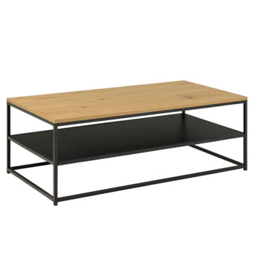 Gila Coffee Table with Open Shelf in Oak & Black