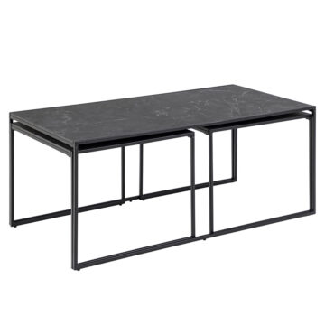 Infinity Square/Coffee Table Setin Matte Black Set of 3