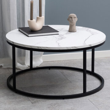 Spiro Coffee Table with White Marble Top