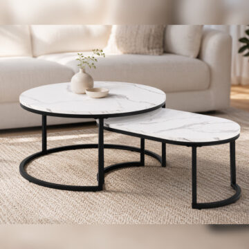 Spiro Coffee Table Set with White Marble Top
