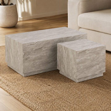 Dice Coffee Table Set in Grey Marble