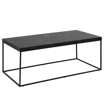 Barossa Black Steel Frame Coffee Table | Black Marble Marquina Top