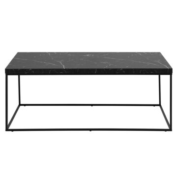Barossa Black Steel Frame Coffee Table | Black Marble Marquina Top