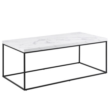 Barossa Black Steel Frame Coffee Table | White Marble Carrara Top