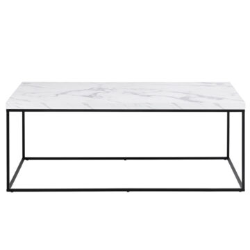 Barossa Black Steel Frame Coffee Table | White Marble Carrara Top