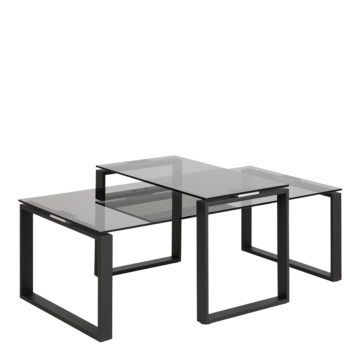 Katrine Black Coffee Table Set | Smoked Glass Top