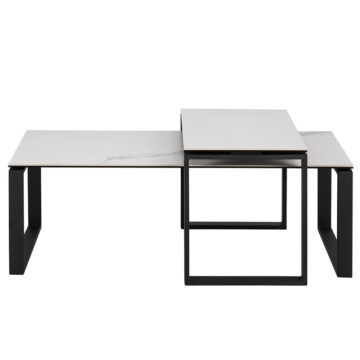 Katrine Black Coffee Table Set | White Ceramic Akranes Top
